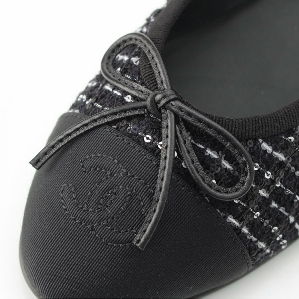 CHANEL New 2025 Interlocking CC Logo Ballet Flats / Size EU 38 / Tweed - Picture 8 of 15